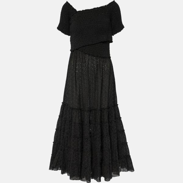 Robe mi-longue/midi femme noir foncé coton Poupette St Barth