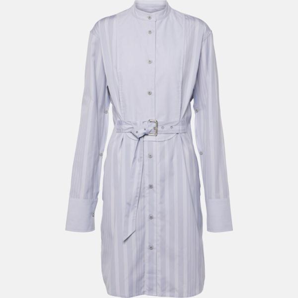 Robe chemisier femme blanc neige à rayures avec boutons coton JW Anderson