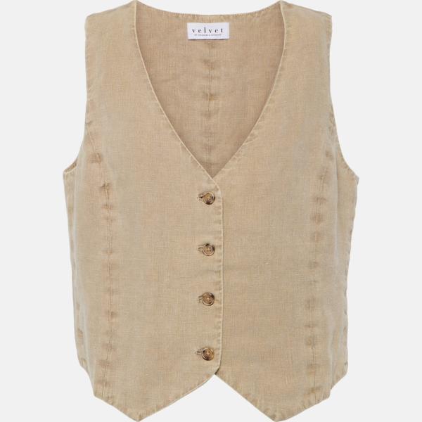 Gilet sans manche femme avec boutons lin Velvet
