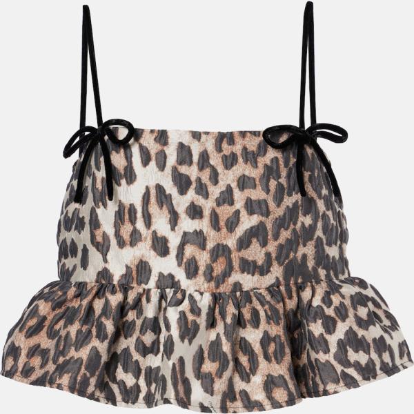Haut femme blanc neige animalier soie Ganni
