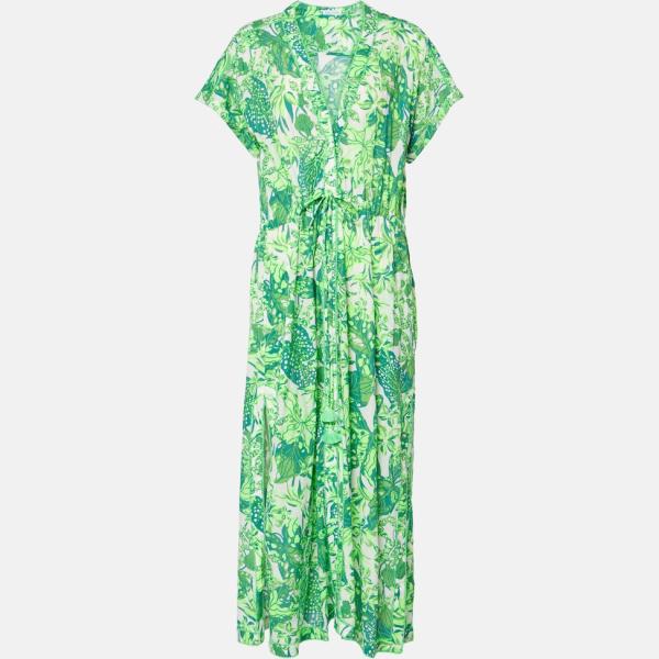 Robe longue femme blanc neige imprimé long avec boutons viscose Poupette St Barth