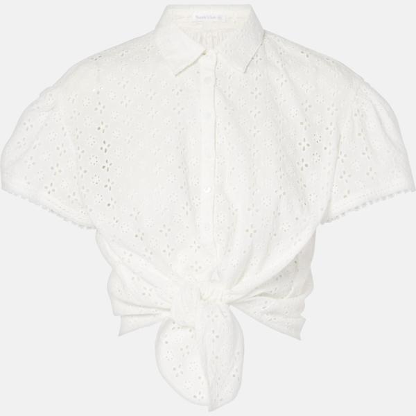 Chemise femme blanc neige court avec boutons coton Poupette St Barth
