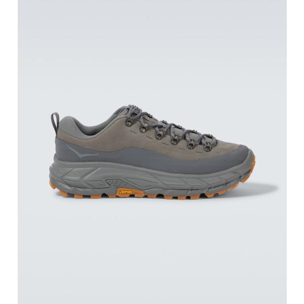 Sneakers homme à lacets gris foncé à bout rond cuir Hoka One One