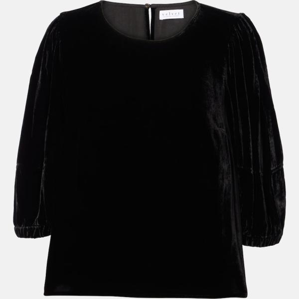 Haut femme noir foncé avec boutons viscose Velvet