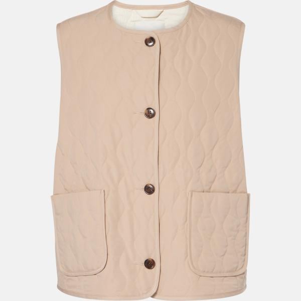 Veste femme beige sable sans manche avec boutons viscose Varley