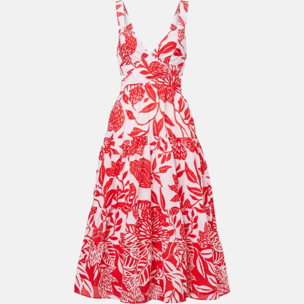 Robe mi-longue/midi femme à fleurs à fermeture éclair viscose Poupette St Barth