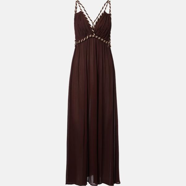 Robe longue femme marron foncé long viscose Poupette St Barth