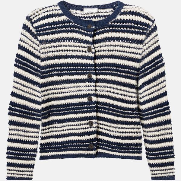 Gilet femme à rayures court avec boutons coton Vince