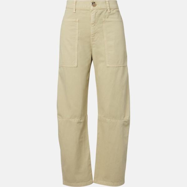 Pantalon large en bas femme beige sable à fermeture éclair coton Velvet