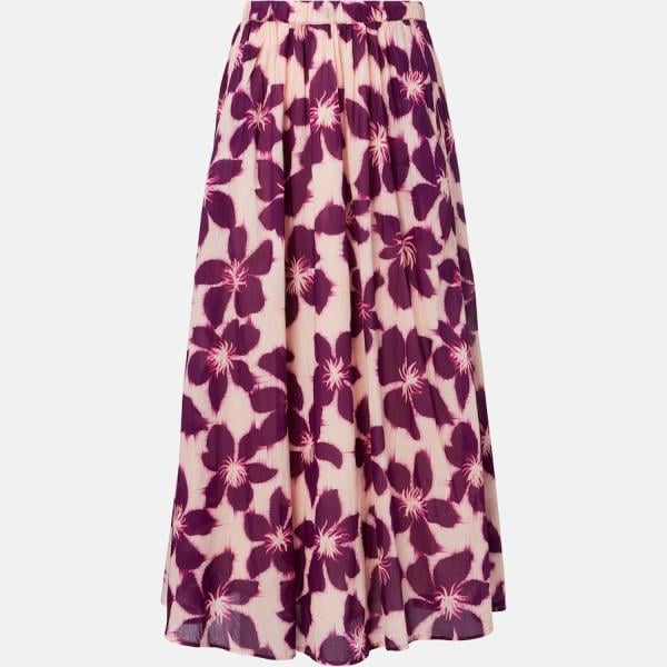 Jupe longue femme violet foncé à fleurs long coton Velvet