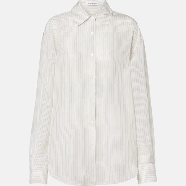 Chemise femme blanc ivoire à rayures avec boutons cupro The Frankie Shop