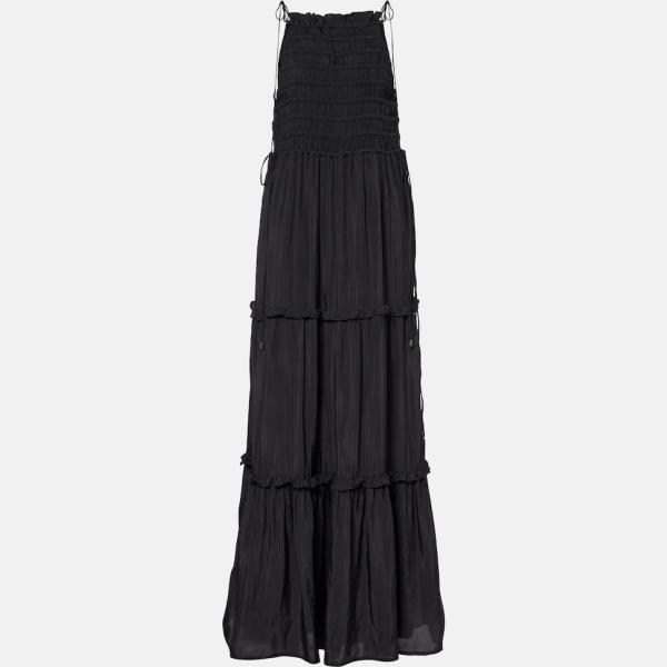 Robe longue femme noir foncé à bretelles long viscose Ganni