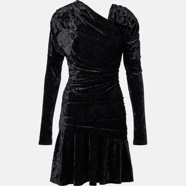Robe asymétrique femme noir foncé à fermeture éclair velours Ganni