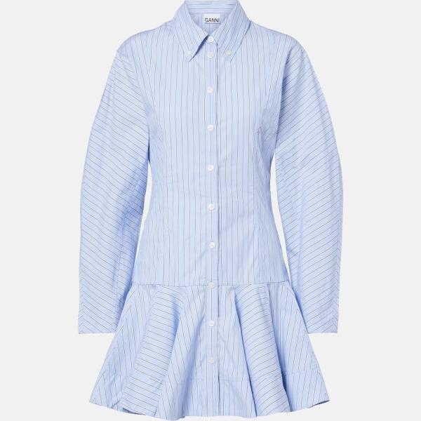 Robe chemisier femme bleu ciel avec boutons coton Ganni