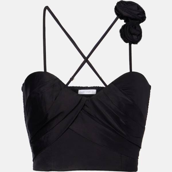 Haut femme noir foncé à bretelles viscose Poupette St Barth