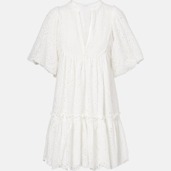 Robe femme blanc ivoire avec décolleté coton Poupette St Barth