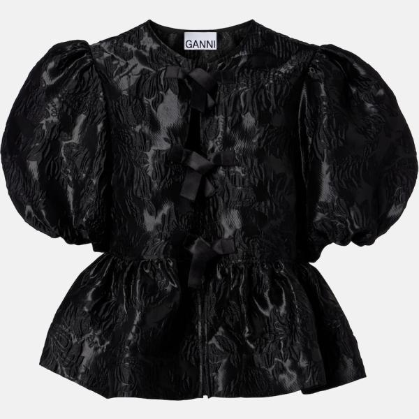 Blouse femme noir foncé à fleurs polyester Ganni