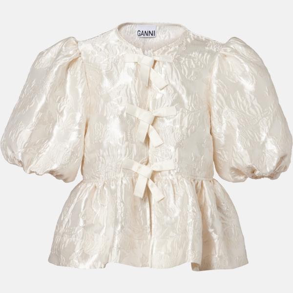 Blouse femme blanc ivoire polyester Ganni
