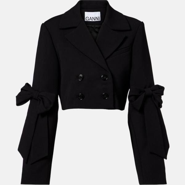 Veste femme noir foncé court viscose Ganni