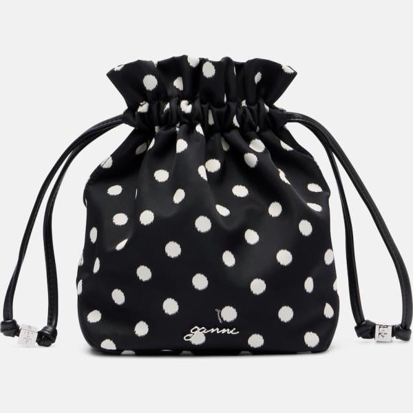 pochette Ganni noir à pois
