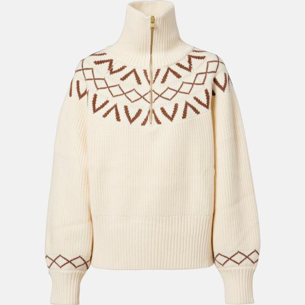 Gros pull femme blanc ivoire à fermeture éclair viscose Varley