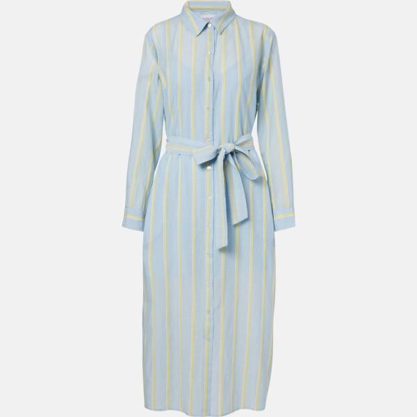 Robe chemisier femme vert clair avec boutons coton Velvet
