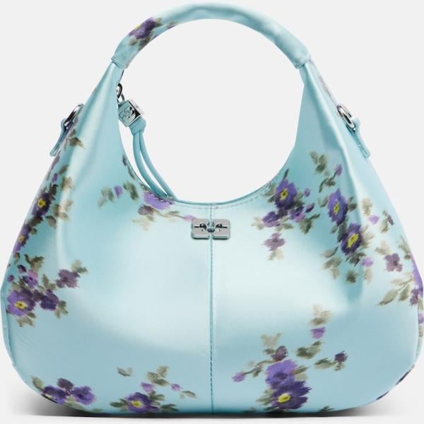 Sac à main femme mini blanc neige imprimé à fermeture éclair polyester Ganni