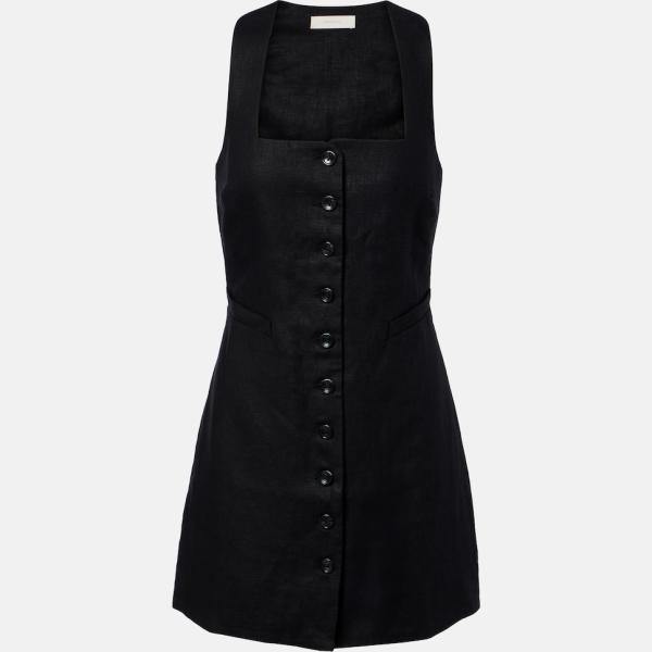 Robe femme noir foncé avec boutons lin Faithfull