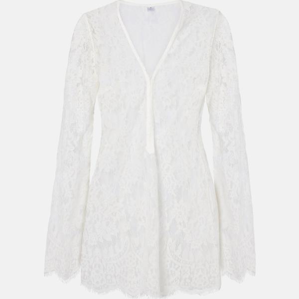 Robe femme blanc neige cachemire avec dentelle coton Bananhot