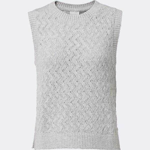 Gros pull femme blanc neige sans manche avec ceinture polyester Varley