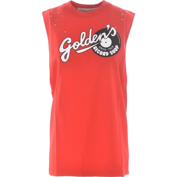 canottiere Golden Goose rosso con stampe