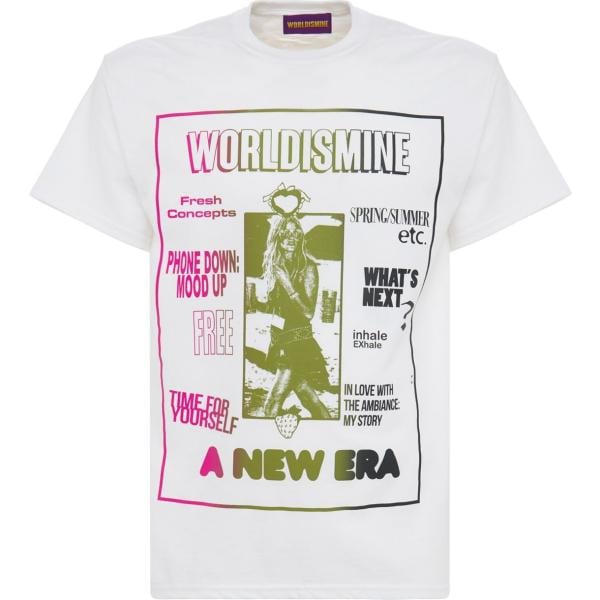 t-shirt World Is Mine bianco con stampe