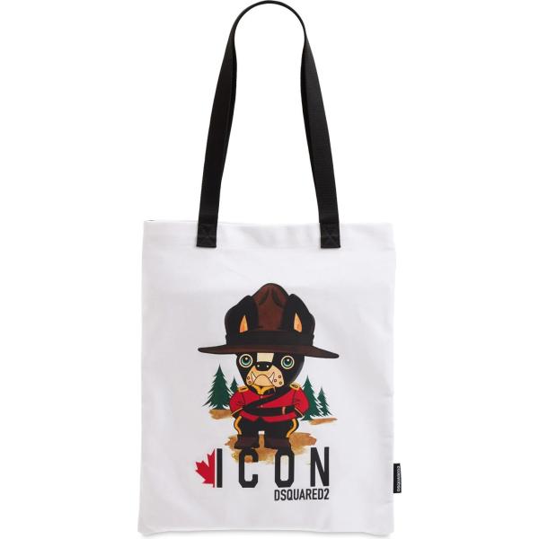 shopping bag Dsquared2 bianco con stampe