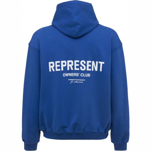 felpe con cappuccio Represent blu con stampe