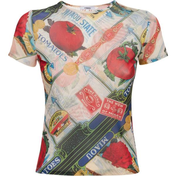 t-shirt Miaou multicolore con stampe