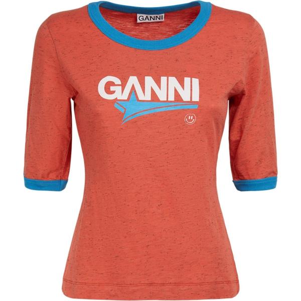 t-shirt Ganni arancione con stampe