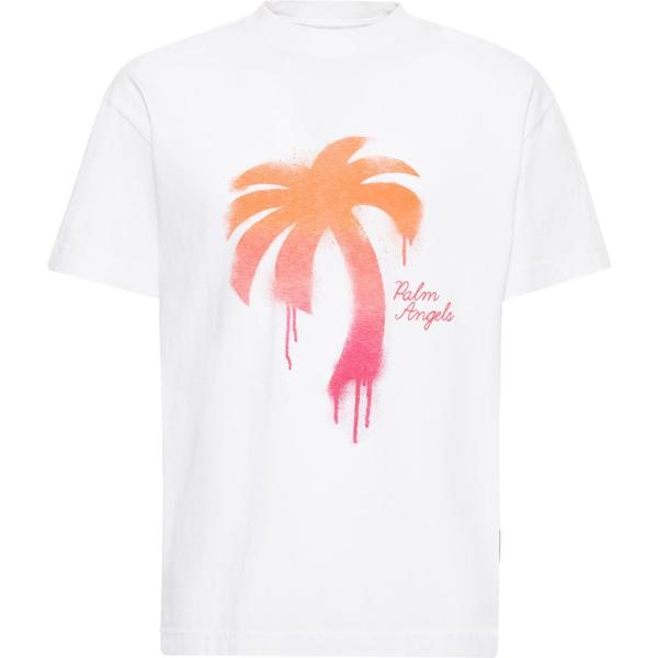 t-shirt Palm Angels bianco con stampe