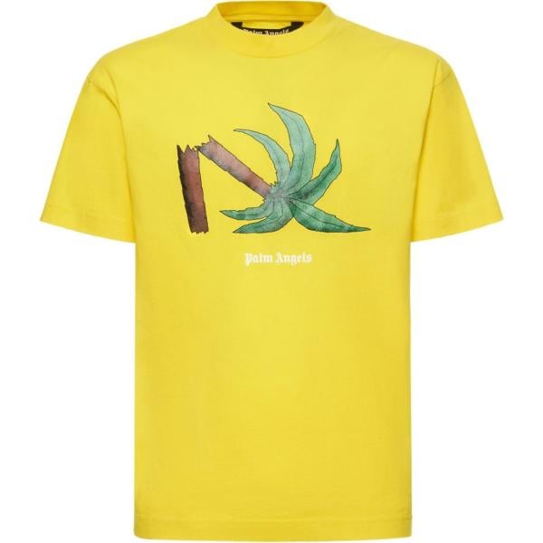 t-shirt Palm Angels giallo con stampe