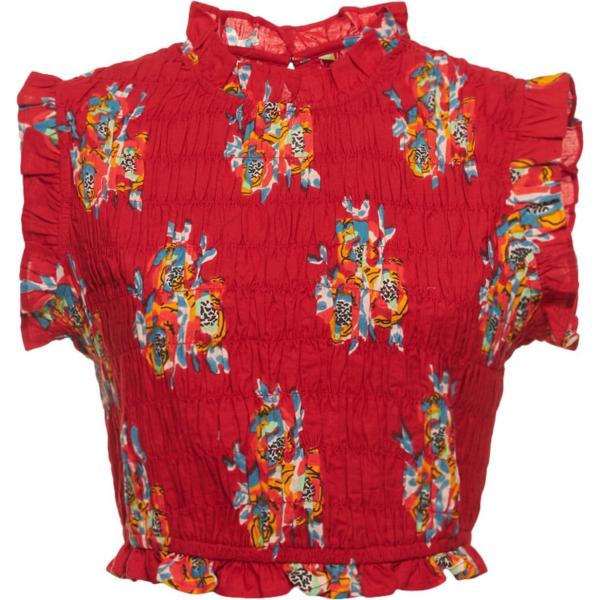 top Lisa Corti rosso con stampe