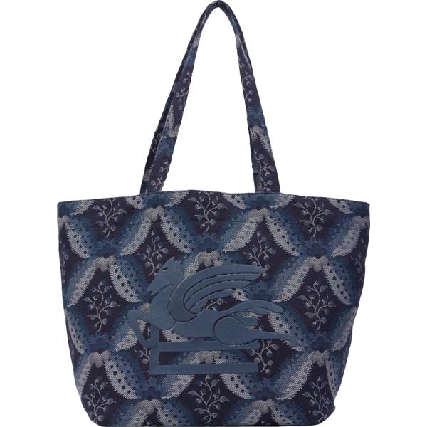 shopping bag Etro blu con stampe