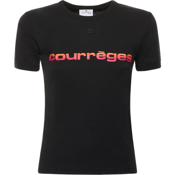 t-shirt Courreges nero con stampe