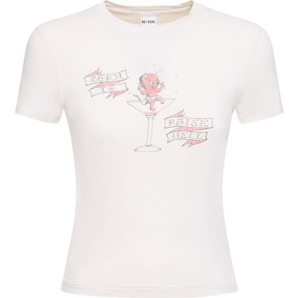 t-shirt Re/Done bianco con stampe