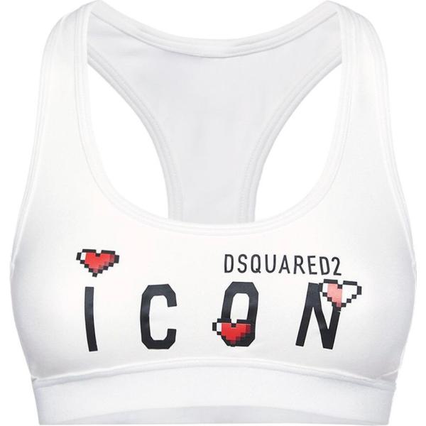 top Dsquared2 bianco con stampe