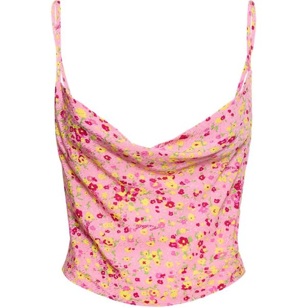 top Rotate rosa con stampe
