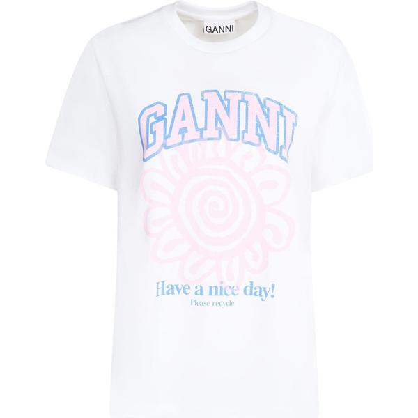 t-shirt Ganni bianco con stampe