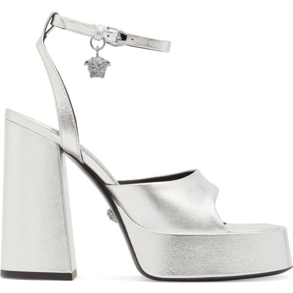 sandali in pelle Versace grigio