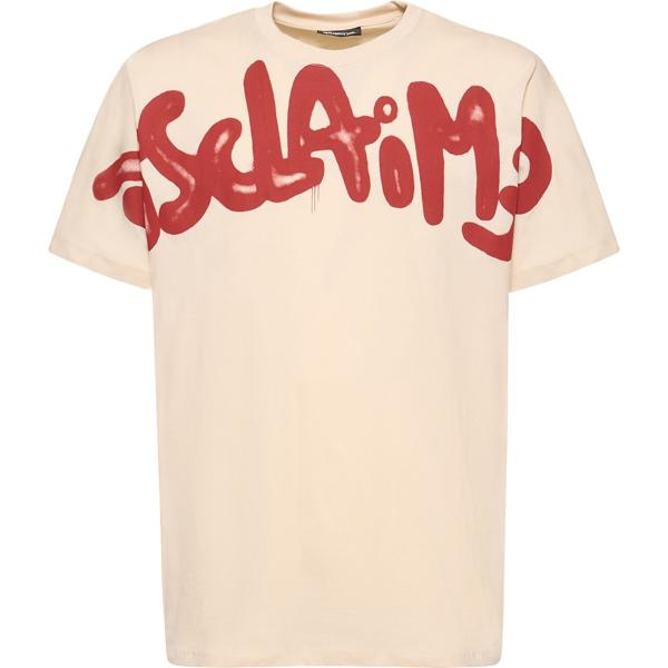 t-shirt Disclaimer marrone con stampe