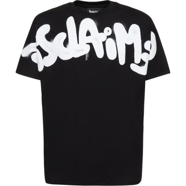 t-shirt Disclaimer nero con stampe
