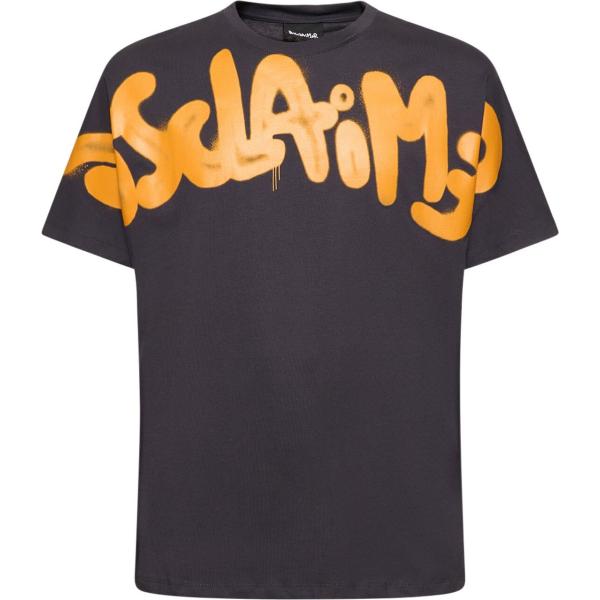 t-shirt Disclaimer nero con stampe