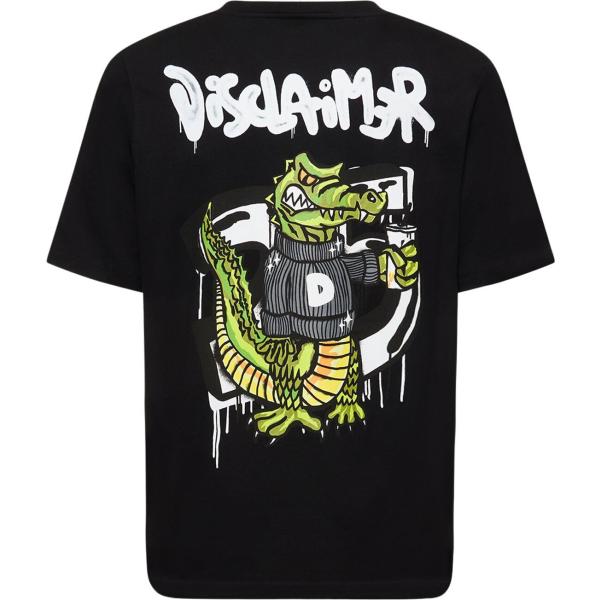 t-shirt Disclaimer nero con stampe